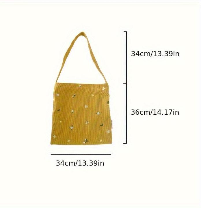 Image du produit Only-Bags.Store Sacs à bandoulière en velours côtelé, fourre-tout décontracté avec des marguerites, accessoire de