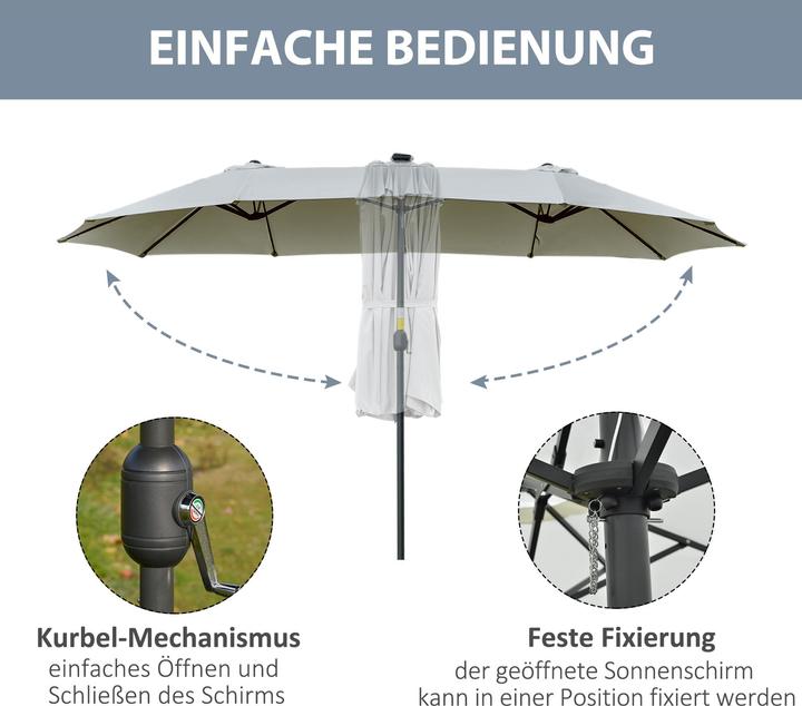 Image du produit Outsunny Parasol avec lampe LED solaire (2.65 m)