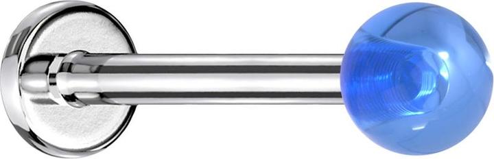 Image du produit Star Piercing Micro Labret argenté avec boule bleue "Glow (Acrylique, sans laiton, Acier chirurgical 316L)
