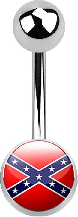 Produktbild Star Piercing Banane silber mit Logo Rebel Flagge (Chirurgenstahl 316L, ohne Messing)