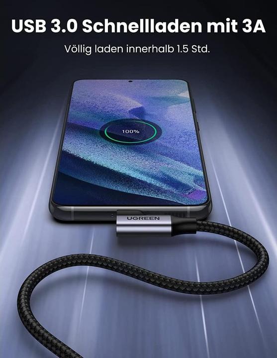Immagine prodotto Ugreen Cavo angolare da USB a USB-C US385, 3A, 1m (nero) (1 m, USB 3.0)