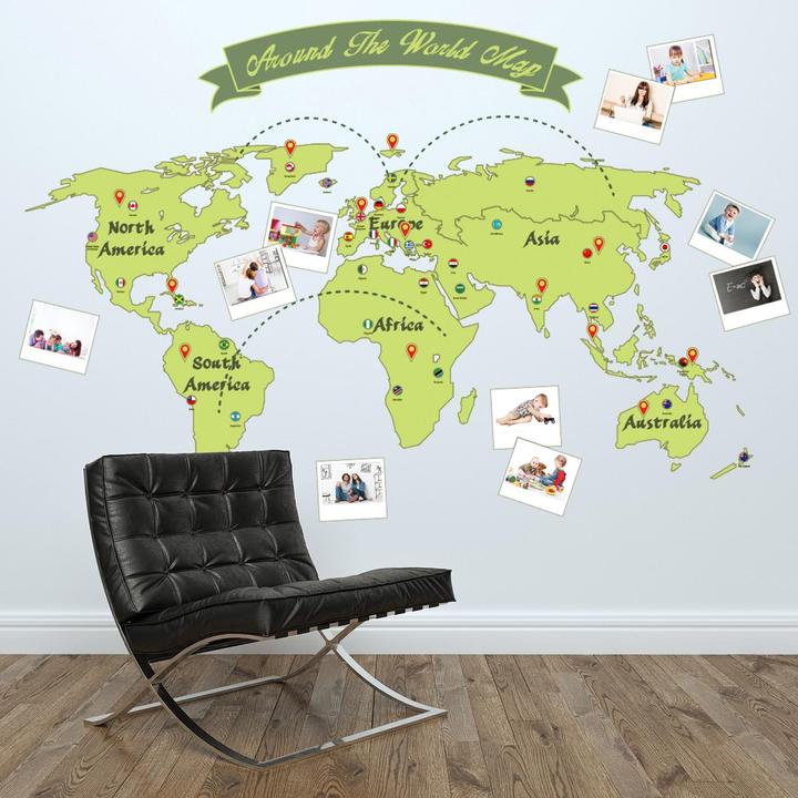 Produktbild Walplus Around the World Map (180 x 90 cm)