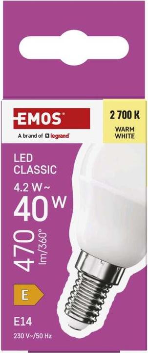 Actual product image Emos LED lamp Classic Mini Globe / E14 / 4.2 W (40 W) / 470 lm / Warm white (E14, 4.20 W, 470 lm, 1 x, E)