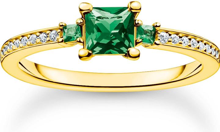 Actual product image Thomas Sabo Ring with green and white stones gold (60, 925 Silver)