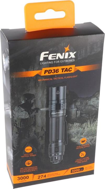 Immagine prodotto Fenix PD36 TAC Torcia LED, con interruttore rotante a una mano, con batteria ricaricabile inclusa