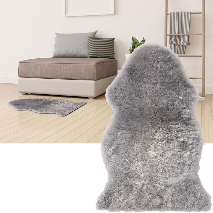 Natura Punto Véritable peau de mouton, moelleuse et très douce, grise, 90 x 60 cm (90 cm)