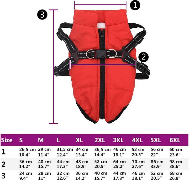 Actual product image VidaXL Dog coat with harness Waterproof Reflective (36, Dog coat)