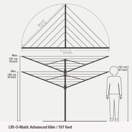Produktbild Brabantia 100246 Lift-O-Matic Advance Séchoir Rotatif 50 m + Ancre Métal + Housse de Protection + Sa (50 m)