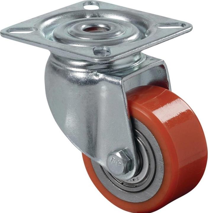 Produktbild BS Rollen Lenkrolle Rad-Ø 50 mm Tragfähigkeit 120 kg mit Anschraubplatte Polyurethan