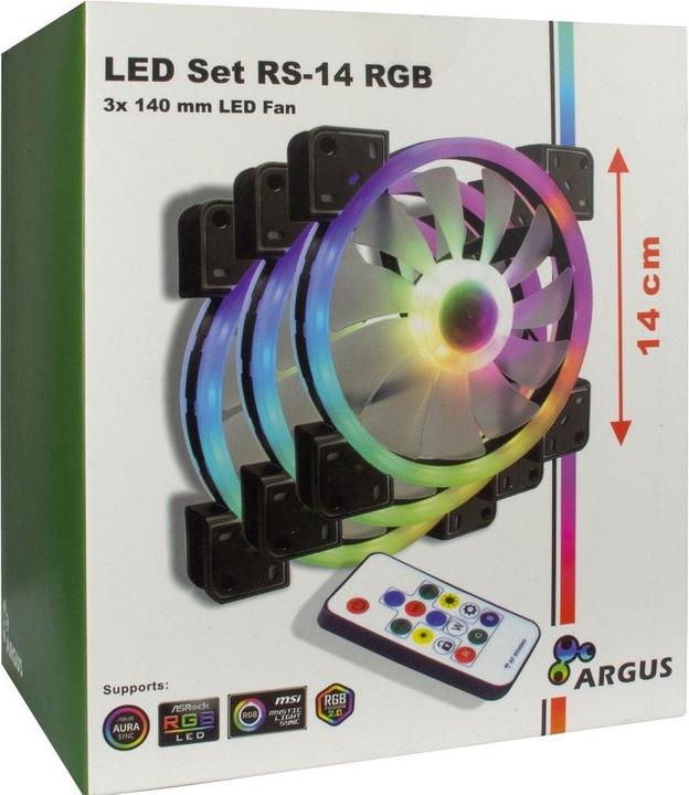 Produktbild Intertech Inter-Tech Argus RGB-Fan Set RS-14 Computergehäuse Ventilator 14 cm Schwarz (140 mm, 1 x)