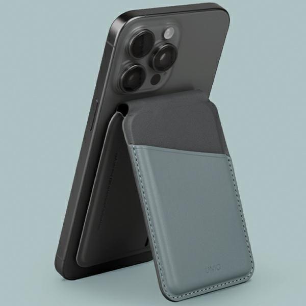 Image du produit Uniq Lyden DS magnetyczny portfel RFID i stojak na telefon niebiesko-czarny/washed blue-black