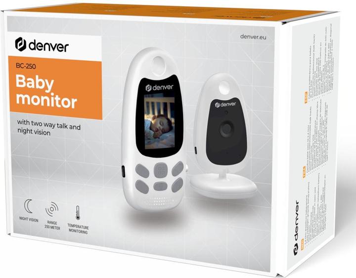 Immagine prodotto Denver BC-250 Babycam mit Monitor 2,4 GHz Bianco Neu (Video e audio, 250 m)