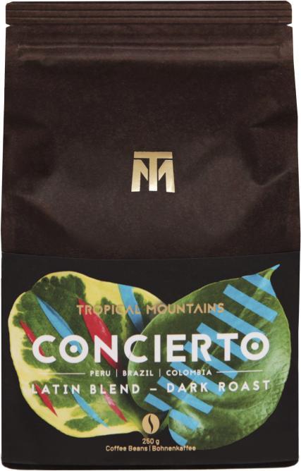 Image du produit Tropical Mountains Concierto Coffee Beans (250 g, Torréfaction foncée)