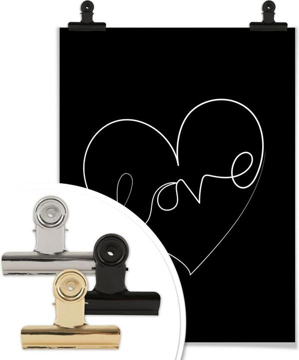 Actual product image Trenddeko Hariri - Love Lines - Black & White (24 x 30 cm)