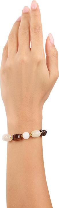 Immagine prodotto S.Oliver Armschmuck für Damen, Edelstahl, Schmuckstein synth., Jade, Achat (21 cm, Acciaio inossidabile)