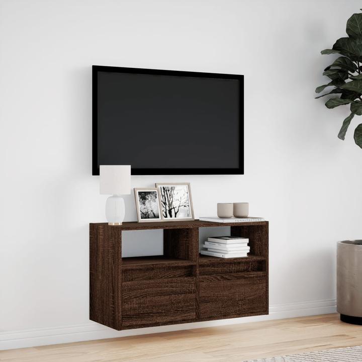 Immagine prodotto VidaXL Mobile TV Parete attrezzata Lavagna sospesa Illuminazione LED effetto rovere marrone