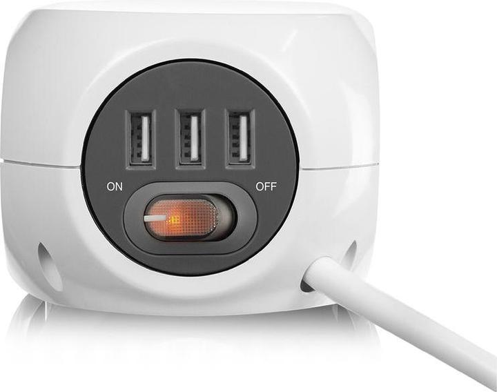 Produktbild Power socket cube (PDU) with 3 sockets type F, 3 USB-A ports, 1.5m