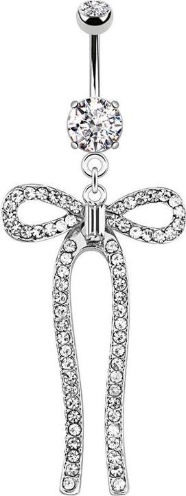 Actual product image Star Piercing Banana silver with pendant crystal loop (without brass, Surgical steel 316L)