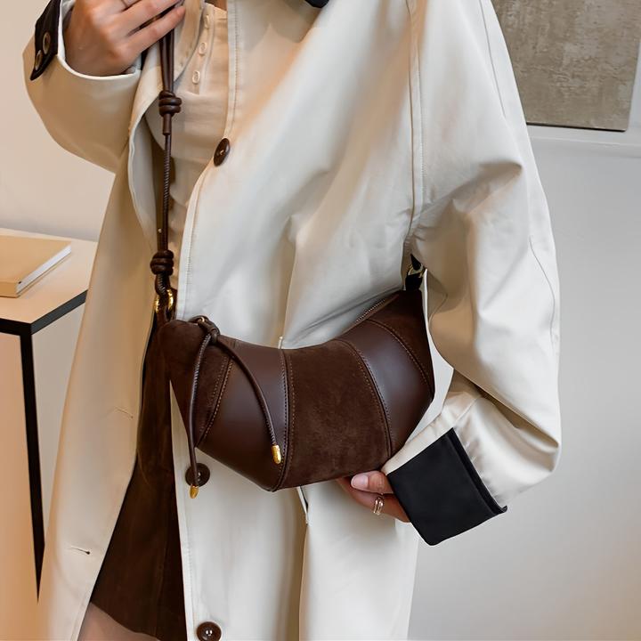 Image du produit Only-Bags.Store Mode Umhängetasche, Wildlederimitat &, einfarbig, Reissverschluss, Innenfutter aus Stoff, bemalter