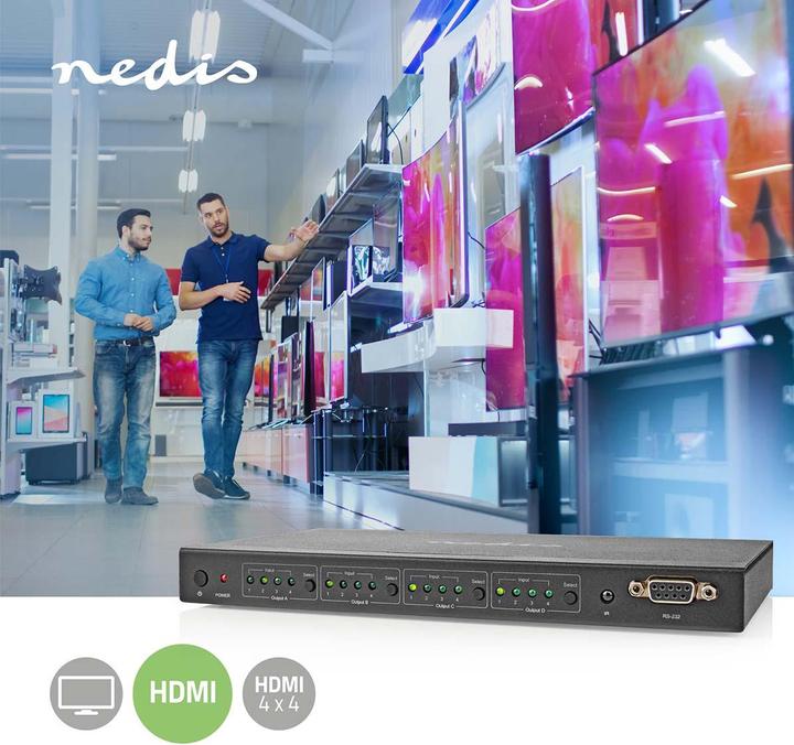 Image du produit Nedis Commutateur matriciel HDMI ™ | 4x port(s) 4 ports | Alimentation DC / 1x RS232 / 4x HDMI™ Input |