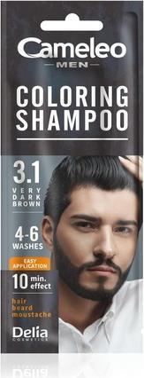 Cameleo Men Coloring Shampoo Very Dark Brown Hair Beard Mustache Visible Color in 10 Minutes Refresh