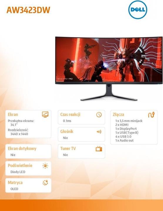 Image du produit Dell Alienware AW3423DW (3440 x 1440 pixels, 34")