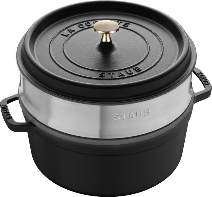 Produktbild Staub Cocotte mit Dämpfeinsatz (26 cm, Bräter + Schmortopf, Gusseisen, Emaille, Edelstahl)