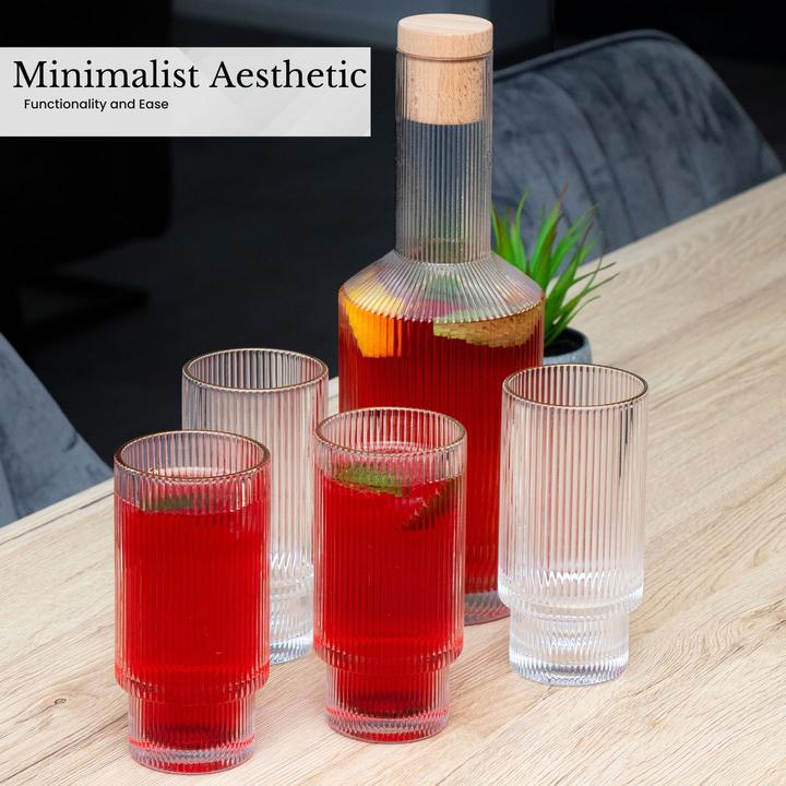 Image du produit Intirilife Set carafe en verre avec bouchon et 4 verres (1.70 l)