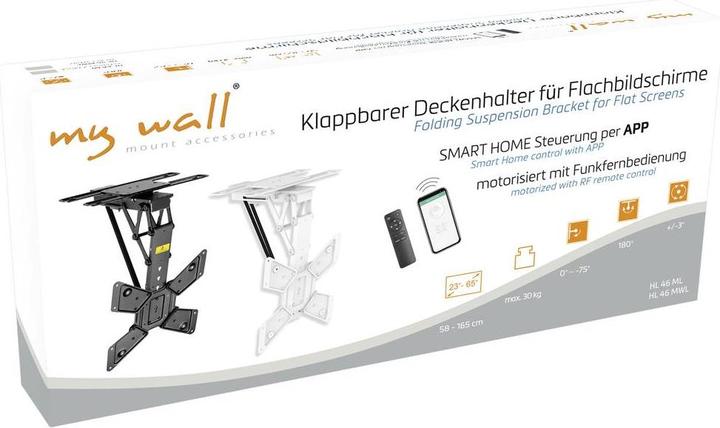 Produktbild myWall Motorisierter & klappbarer Deckenhalter für Flachbildschirme (Decke, 65", 30 kg)