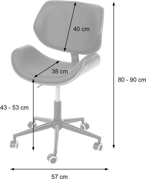 Produktbild Swisshandel24 Bürostuhl, Drehstuhl Schreibtischstuhl, Bugholz Walnuss-Optik Retro drehbar höhenverstellbar creme