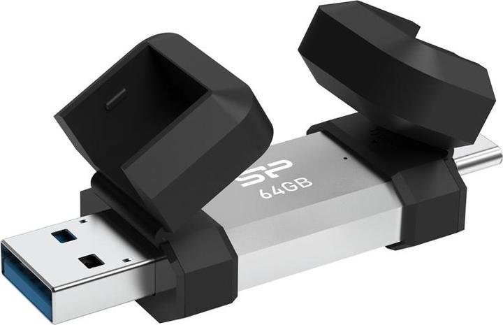 Immagine prodotto Silicon Power 64 GB, unità flash USB TYPE-A e TYPE-C, dispositivo mobile C51, argento (64 GB, USB-A, USB-C)