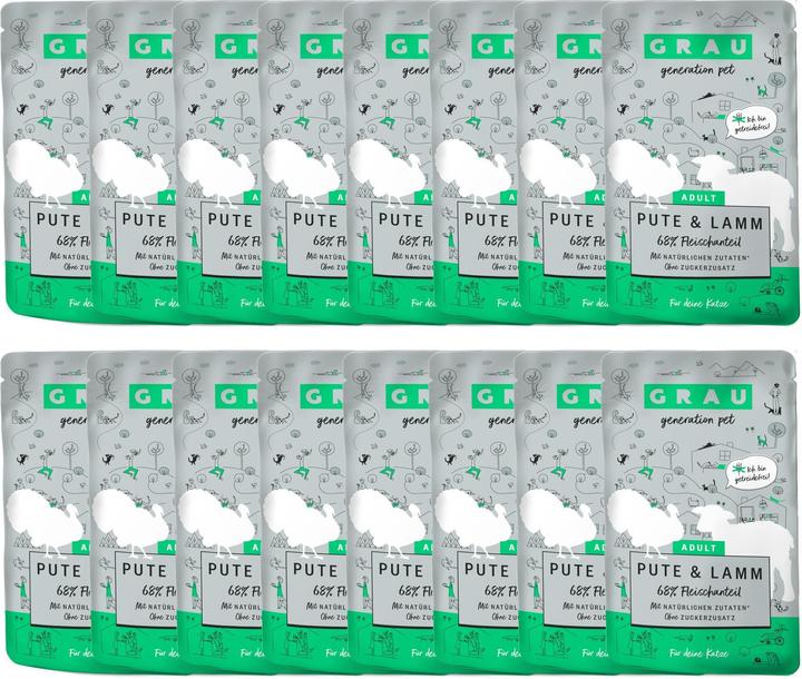 Immagine prodotto Grau Cibo umido Tacchino e Agnello, 16 x 125 g (Adulto, 16 pz., 2336 g)