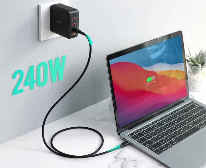 Produktbild Aukey CB-SCC241 USB-C Power Delivery PD 240W 5A 20V 1m Nylon Schwarz (1 m, USB 3.2 Gen 1)