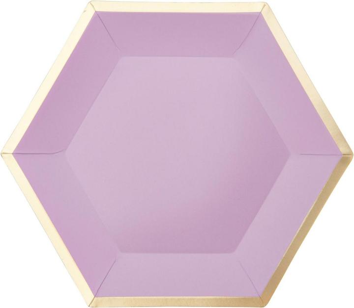Actual product image Rico Design Plate hexagon 16 cm, 10 pieces, Lilac/Gold (10 x)