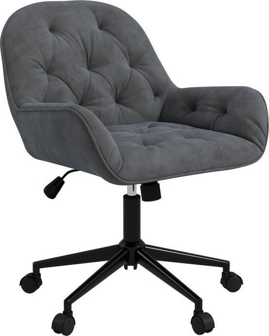 Immagine prodotto Swisshandel24 Sedia da ufficio con funzione dondolo, ergonomica, effetto velluto, grigio scuro
