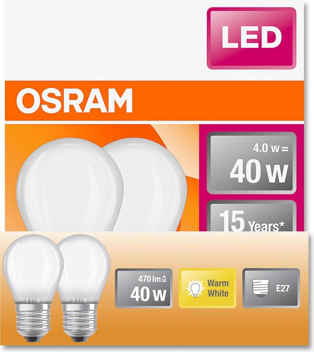 Actual product image Osram Star Classic P40 (E27, 4 W, 470 lm, 2 x, E)