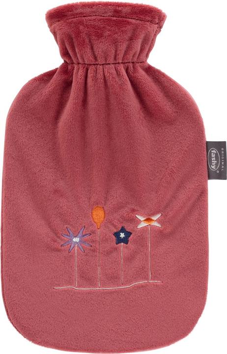 Produktbild Fashy Wärmflasche 2l Flauschbezug rostrot Blumen-Stickerei (2 l)