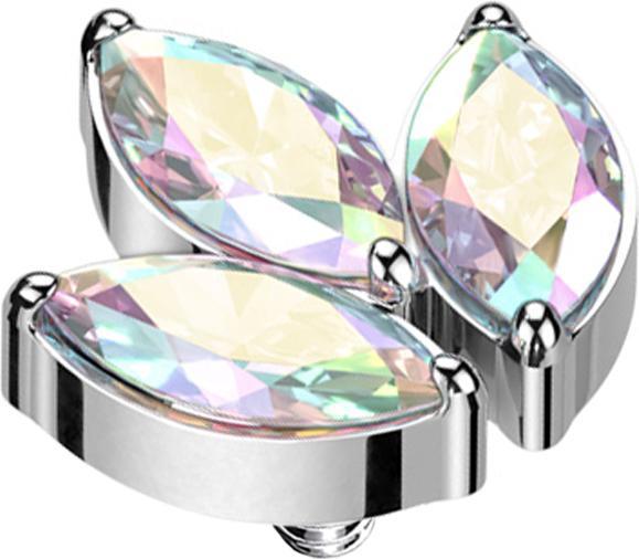 Produktbild Star Piercing Dermal Anchor silber drei Ovalen Kristalle multicolor (Titan G23, ohne Messing)