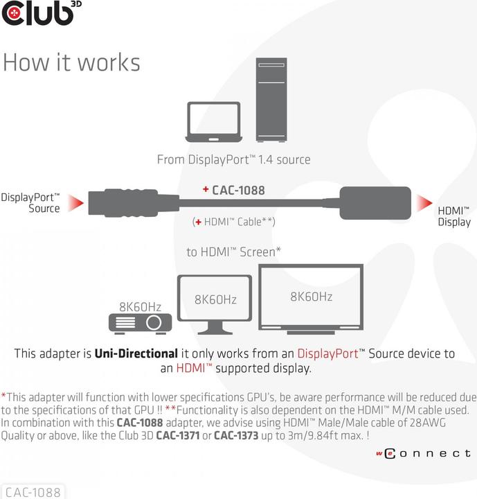 Produktbild Club 3D DisplayPort zu (HDMI, 4.90 cm)
