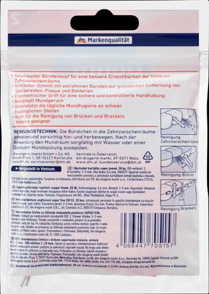 Nährwerte und Zutaten dm Dontodent Interdentalbürsten gewinkelt rosa 0,4 mm ISO 2 (28 x, 0.40 mm)