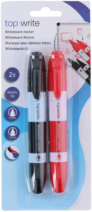Produktbild Topwrite Whiteboard Marker Double 2pcs (Schwarz, Rot, 2 x)
