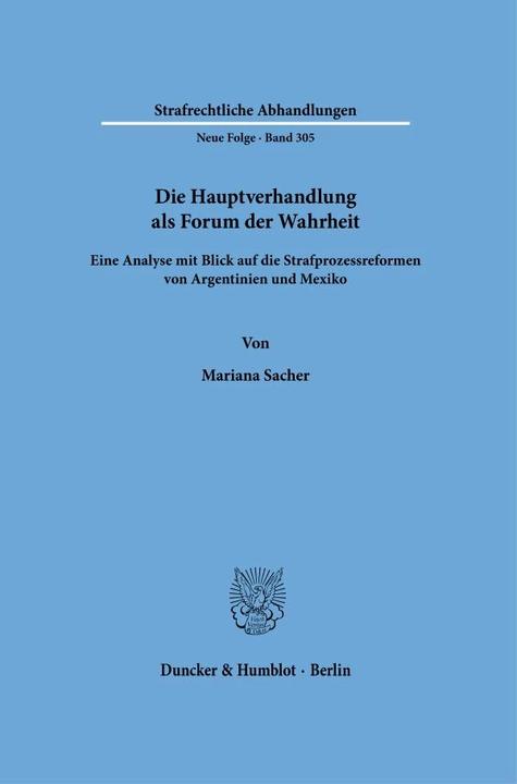 Actual product image Die Hauptverhandlung als Forum der Wahrheit. (German, Mariana Sacher, 2022)