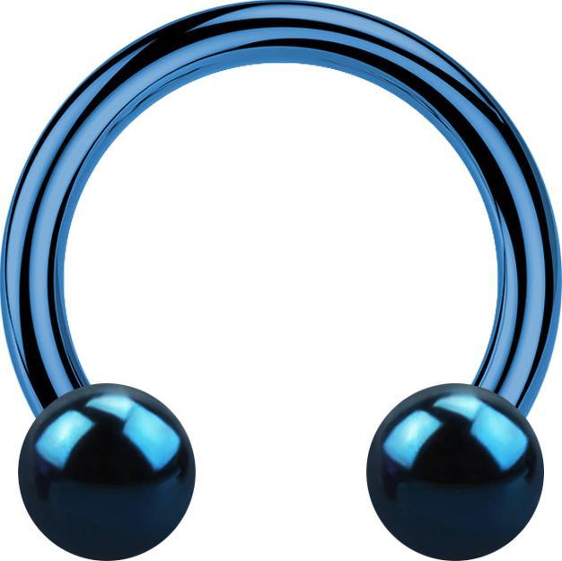 Star Piercing Circular Barbell dunkelblau mit zwei Kugeln (Titan G23, ohne Messing)