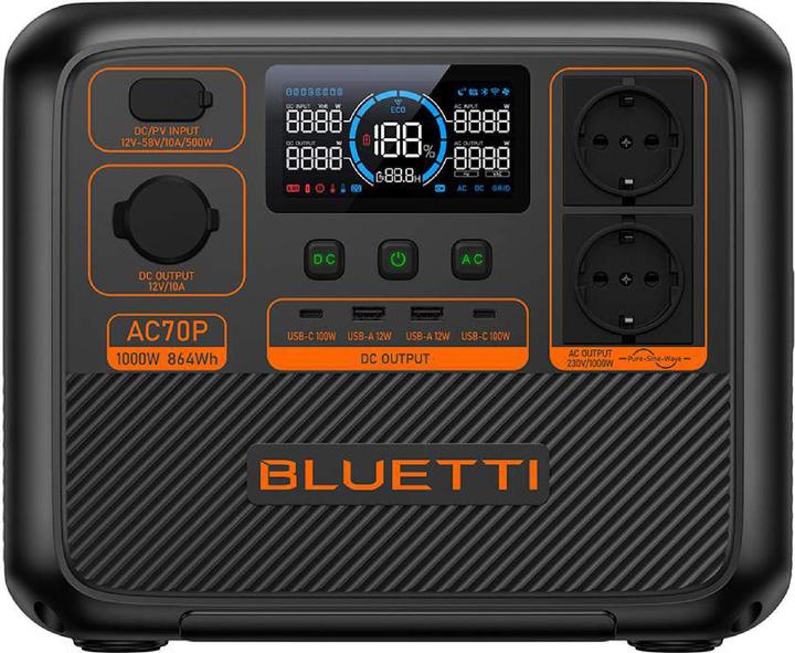Bluetti AC70P (864 Wh, 10.70 kg)