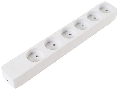 Produktbild Csdk SL Steckdose weiss mit 6 runden Ausgängen, ohne Erdung, 16A 250V (6 x)
