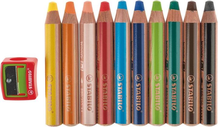 Actual product image STABILO woody 3 in 1 coloured pencil with sharpener (Multicoloured, 10 x)