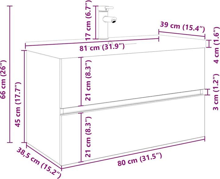 Immagine prodotto VidaXL Mobiletto con lavabo incorporato e rubinetto Lavabo da bagno