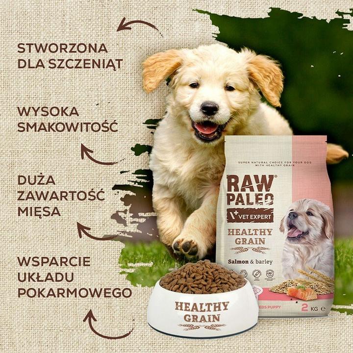 Actual product image Raw Paleo Healthy Grain Puppy Salmon & Barley (Puppy + kitten, 1 pcs., 2000 g)