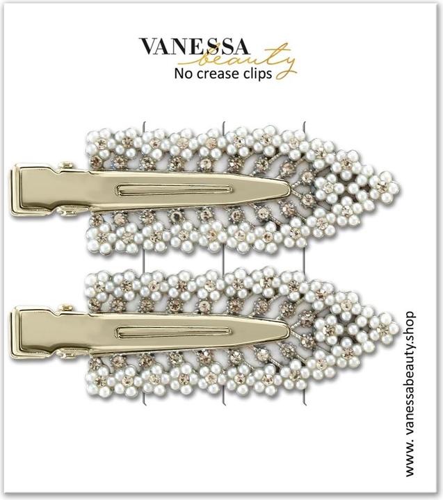 Actual product image Vanessa Beauty Seamless Clips - Silver Glamour Set (Hair tie, Emblazonments)