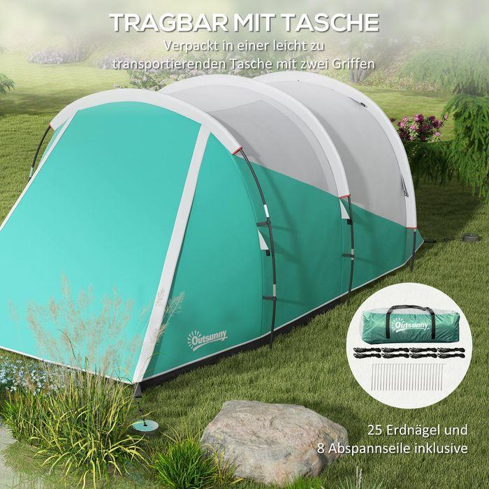 Produktbild Swisshandel24 Tunnelzelt Campingzelt 5 Personen Familienzelt 2 Räume Tragetasche 3000mm Gruppenzelt Grün (Tunnelzelt, 5 Personen)